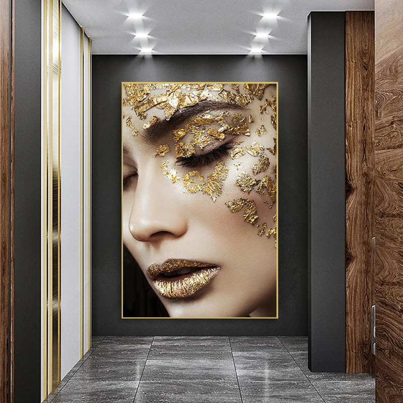 Modern Art Canvas Poster Gold Woman Print Oil Painting Cuadros Figure Wall Pictures For Living Room Decoration Mural Frameless
