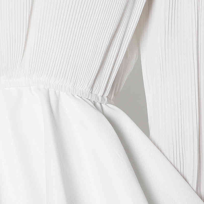 TWOTWINSTYLE White Tunic Shirt For Women Stand Collar Long Sleeve Elegant Blouse Female Fashion Clothing Autumn Style 210517