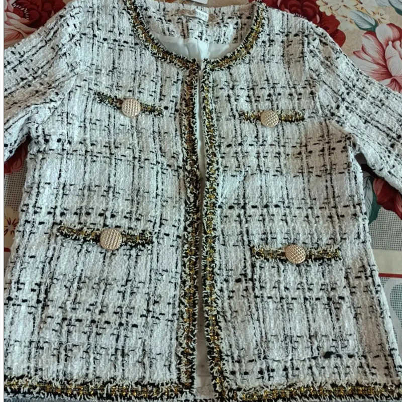 Suits Jacket Women Female Tweed Jacket Vintage Fashion Suit Channel Jacket Blazer Femme Feminino Coat Festival S0810