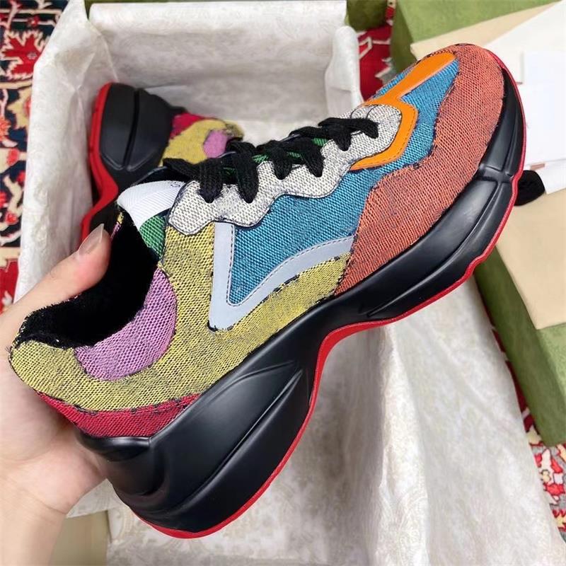 Designer GG Rhyton sneaker Leather Dad Shoes For Mens Women jacquard fabric Multicolor Sneakers Fashion Vintage Runner Casual Shoes Top Quality With Box, Color 4
Designer GG Rhyton sneaker Leather Dad Shoes For Mens Women jacquard fabric Multicolor Sneakers Fashion Vintage Runner Casual Shoes Top Quality With Box, Color 4