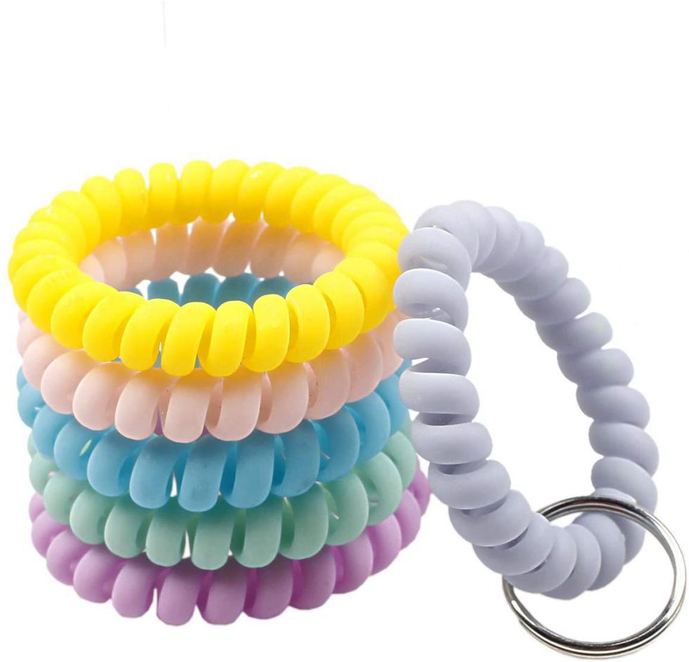 Wrist Coil Keychains Wristband Spring Spiral Stretchy Key Rings Holder Elastic Fashion Hairband Plastic Phone Rope Cord Wire Keyrings Chains for Gym P