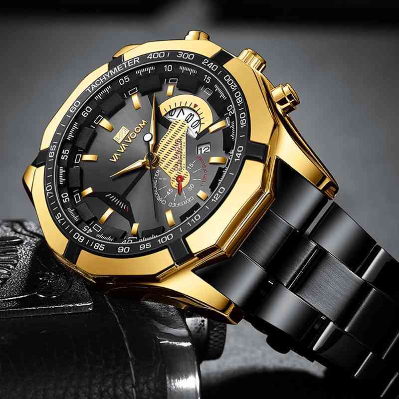 Black gold men's non automatic mechanical multifunctional watch stainless steel chain sports luminous calendar band Watch, Va238-fh
Black gold men's non automatic mechanical multifunctional watch stainless steel chain sports luminous calendar band Watch, Va238-fh