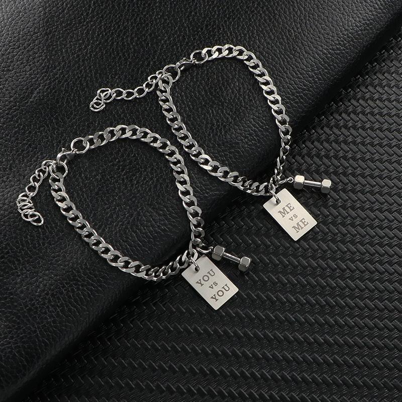 Link, Chain Men's Bracelet Letter Tag Women's Couple Fitness Dumbbell Brand Sports Hand Jewelry
Link, Chain Men's Bracelet Letter Tag Women's Couple Fitness Dumbbell Brand Sports Hand Jewelry