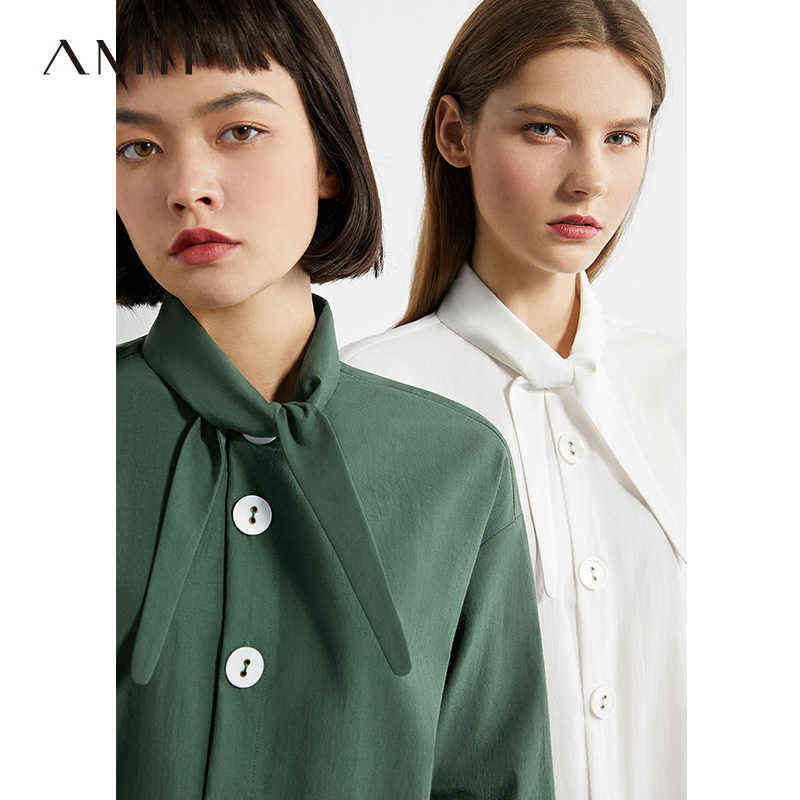 Minimalism Autumn Retro Style Women Shirt Solid Pointed Collar Single-breasted Women's Blouse Female Tops 12040342 210527