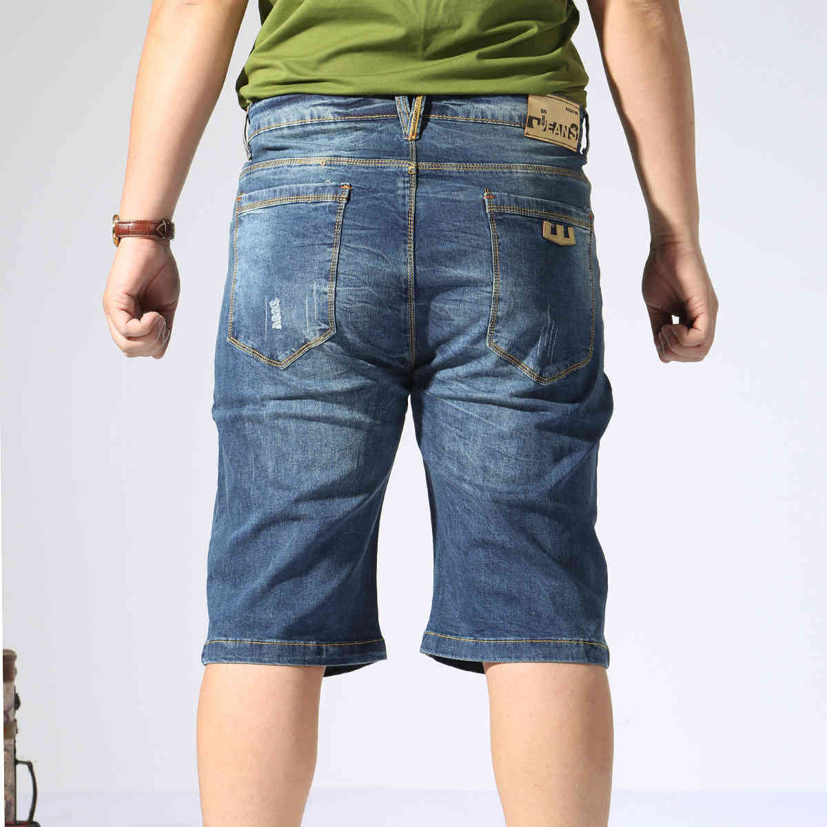 Mens Shorts Large Size Summer Big Size Bermuda Male Ripped Lightweight Micro Stretch Breeches Men plus size Men Denim Shorts 210518