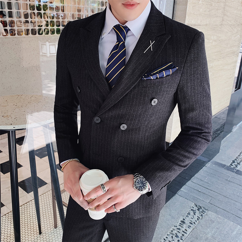 Men's Suits & Blazers Smooth casual male business suit three-piece double breasted groom wedding ceremony, Gray
Men's Suits & Blazers Smooth casual male business suit three-piece double breasted groom wedding ceremony, Gray
