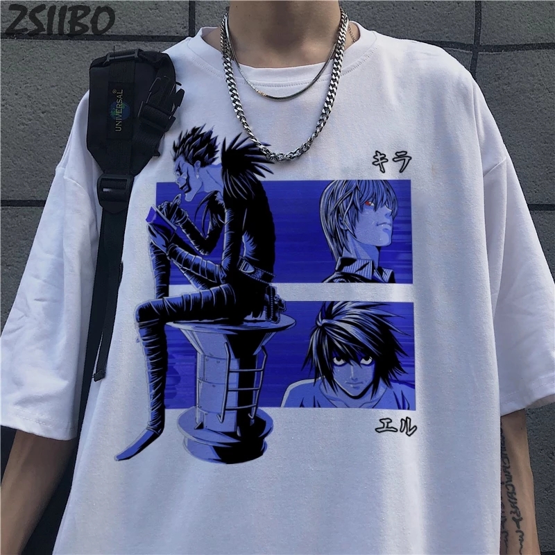 Novelty Death Note Shinigami Ryuk Unisex Anime T shirt Female Cool Short Sleeve Manga Light Yagami Women's T-shirt Gothic Tops, White;black
Novelty Death Note Shinigami Ryuk Unisex Anime T shirt Female Cool Short Sleeve Manga Light Yagami Women's T-shirt Gothic Tops, White;black