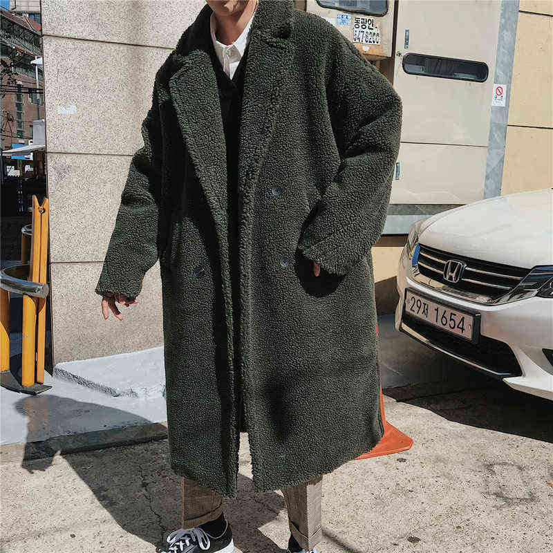 Winter Long Overcoat Men High Quality Thicken Wool Bomber Jacket Coat Male Trench Woolen Warm Coat Mens Camel Teddy Coats 4XL 211122