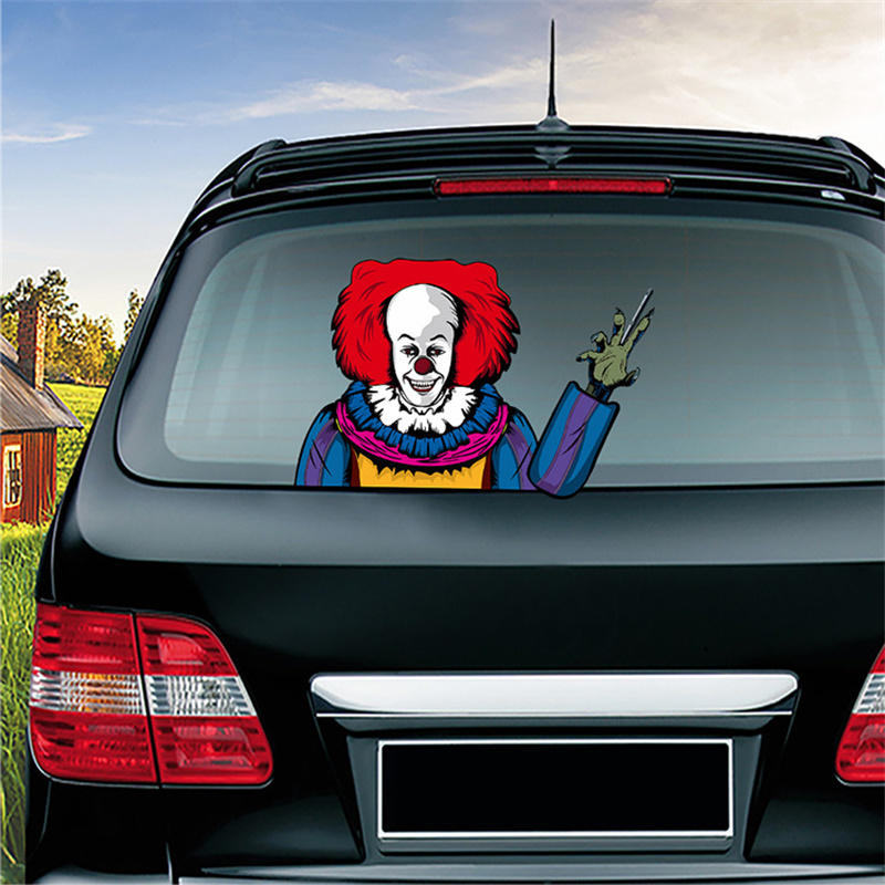 Vehicle Horrible Stickers Ghost Nun Clown Death Sticker DIY Graffiti Decals For Rear Windshield Wiper Gift Car Decoration Reusable Universal