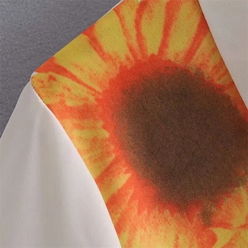 Women Vintage Printing White Chiffon Shirt Long Sleeve Spring Chic Female Loose Shirt Commute Top 210520