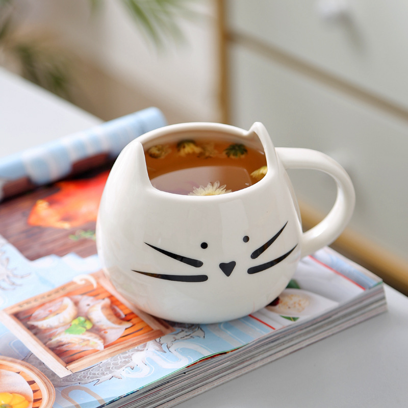 500ml Cute Black White Cat Mug Ceramic Couple Cup Milk Coffee Cups Household Office Mugs For Birthday Present