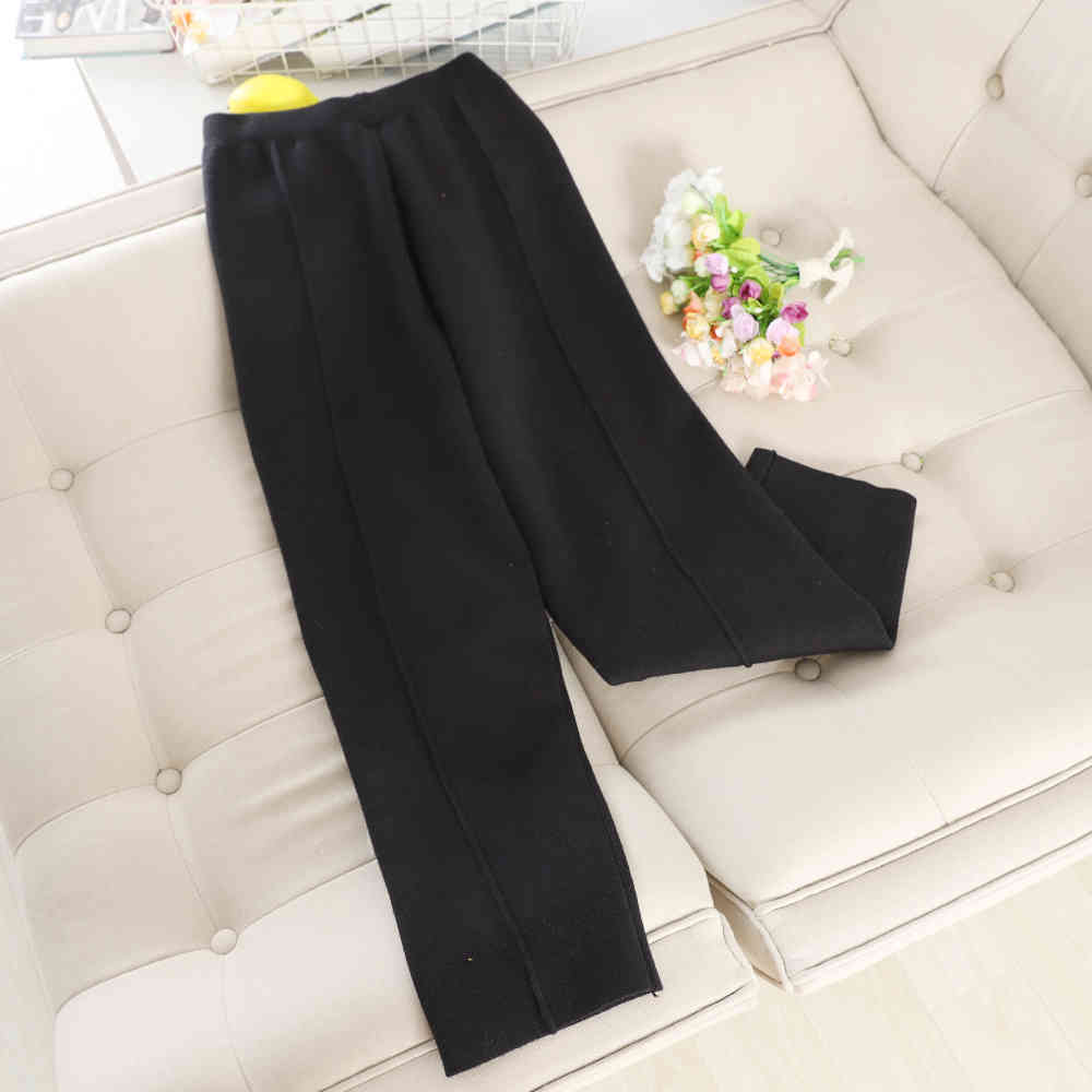 Nomikuma Knitted Thicken Harem Pants Autumn Winter New High Waist Ankle Trousers Causal Solid Women Sweater Pants 6C711 210427