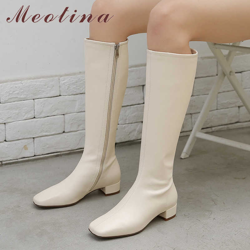 Meotina Riding Boots Women Shoes Real Leather Mid Heel Knee High Boots Square Toe Zip Block Heels Long Boots Autumn Winter Black 210608, Black velvet lining
Meotina Riding Boots Women Shoes Real Leather Mid Heel Knee High Boots Square Toe Zip Block Heels Long Boots Autumn Winter Black 210608, Black velvet lining