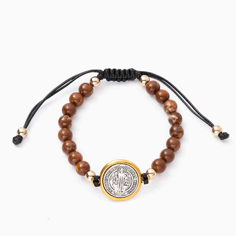 Vintage Saint Benedict Medal Cross Charm Gold/silver Color Religious Weave Bracelet Catholic Medals Pulsera Catolica