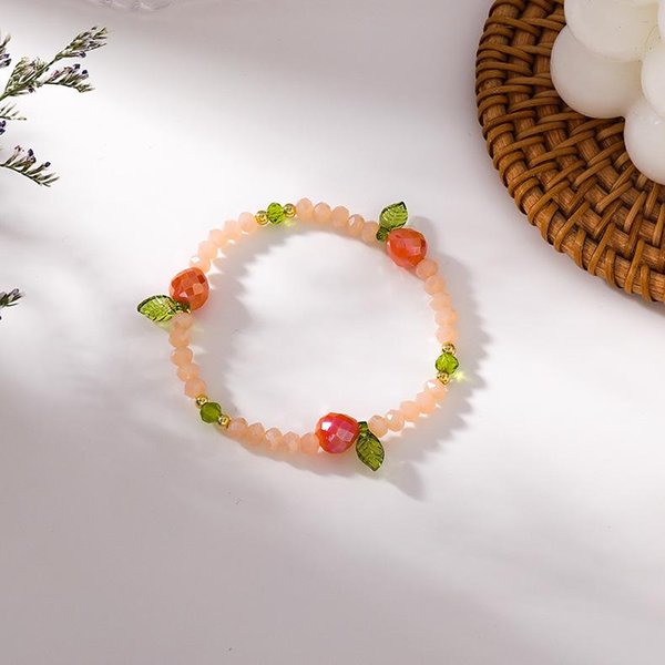 Cute and colorful fruit bead elastic rope bracelet for girls, crystal bracelet for students, wrist decoration beads