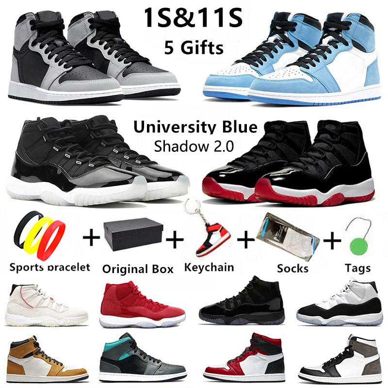 jumpman 11s 1s mens basketball shoes Jubilee 11 Twist Obsidian Shadow 2.0 dark mocha 1 black bred toe banned university blue men women trainers sports sneakers With box, Color#2