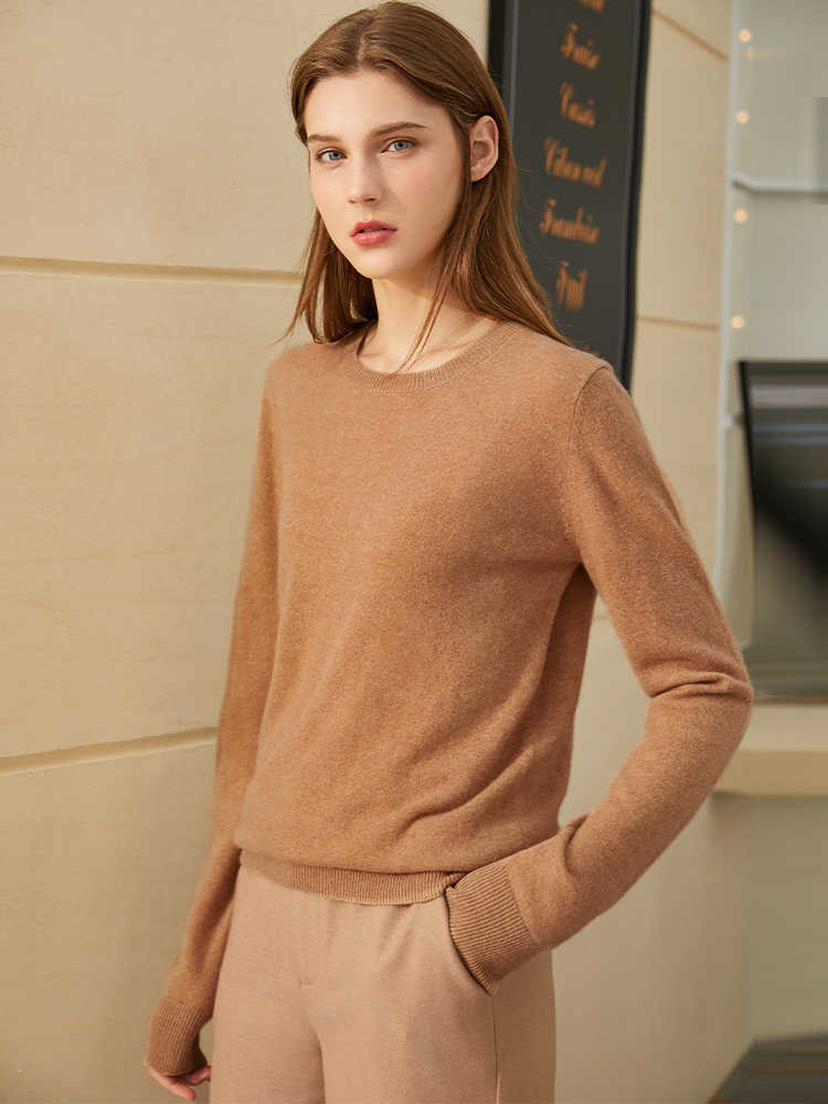 Minimalism Winter Causal Sweaters For Women Simple 100shmere Solid Oneck Loose Knitted Female Pullover Tops 12041004 210527