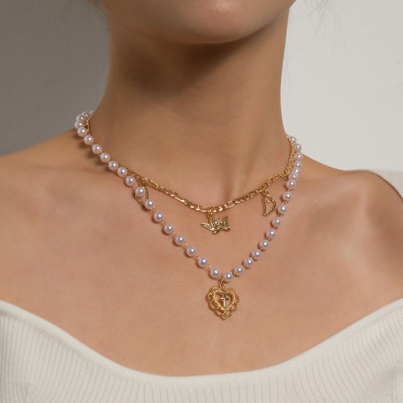 Pendant Necklaces Multi-layer Trendy Heart Cross Pearl Chain Necklace For Women Creative Personality Choker Jewelry
Pendant Necklaces Multi-layer Trendy Heart Cross Pearl Chain Necklace For Women Creative Personality Choker Jewelry
