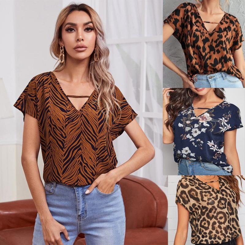 Women' T-Shirt Summer Leopard Print T Shirt Women Short Sleeve V Neck Casual Ladies Tops Y2152A
Women' T-Shirt Summer Leopard Print T Shirt Women Short Sleeve V Neck Casual Ladies Tops Y2152A