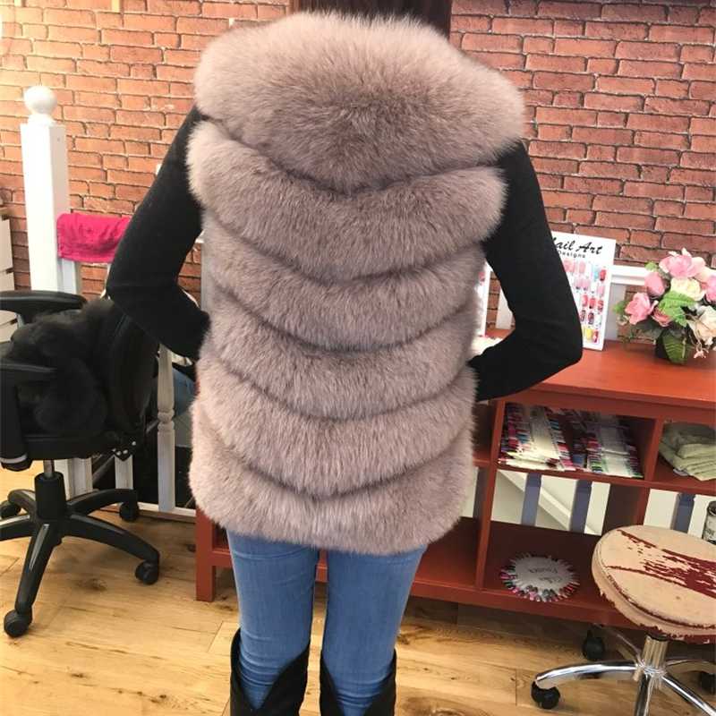 Winter BIGSALE Women Real Fur Vest Natural Genuine Leather Long Gilet's Full Pelt Waistcoat 211110