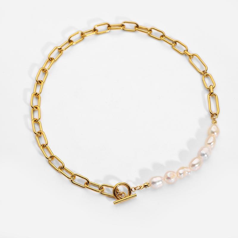 Chains 2022 Luxury Paperclip Chain Freshwater Pearl Chokers Necklaces Stainless Steel Oval OT Buckle Necklace For Women Girls
Chains 2022 Luxury Paperclip Chain Freshwater Pearl Chokers Necklaces Stainless Steel Oval OT Buckle Necklace For Women Girls