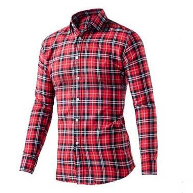 Men's Casual Shirts INS England Style Plaid Teenager Students Slim Cardigan Shirt Tops Fashion All Match Cotton 5 BHBR