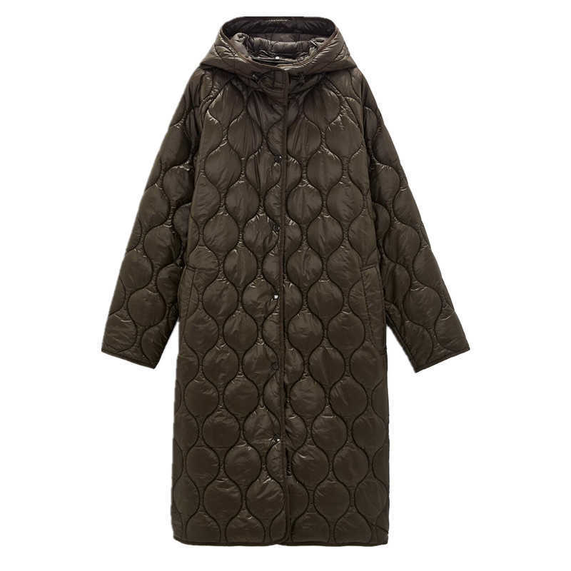 HWLZLTZHT Winter Vintage Green Women's Parka Warm Jacket Coat Casual Hooded Overcoats Female Warm Loose Long Outwear Windbreaker 210819