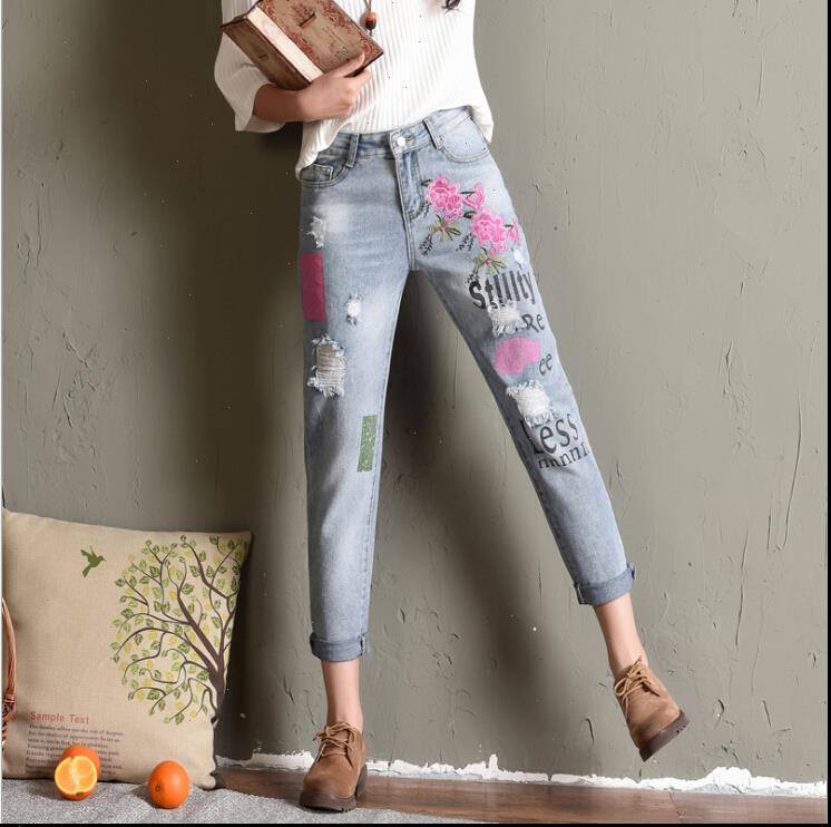 women jeans womens with flowers embroidery boyfriend ripped for harajuku printing pantalon femme stretch trousers, Blue
women jeans womens with flowers embroidery boyfriend ripped for harajuku printing pantalon femme stretch trousers, Blue