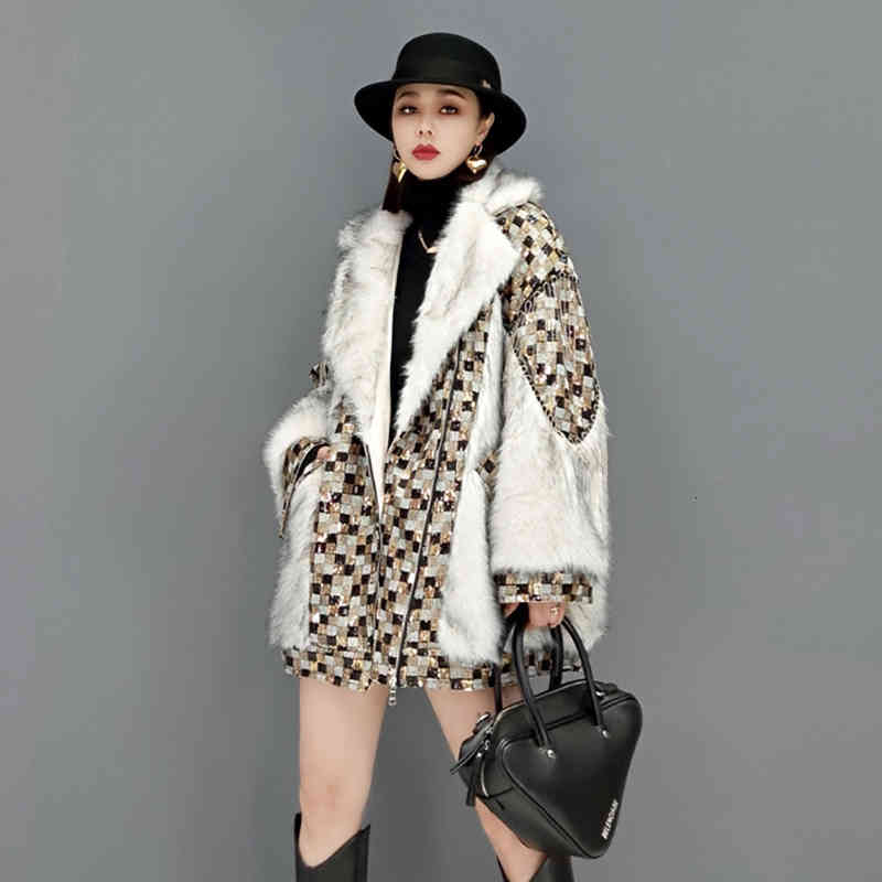 women's fur & faux shengpalae fashion spliced leopard jacket winter laple loose plush long sleeve zipper imitation coat female tw5x, Black
women's fur & faux shengpalae fashion spliced leopard jacket winter laple loose plush long sleeve zipper imitation coat female tw5x, Black