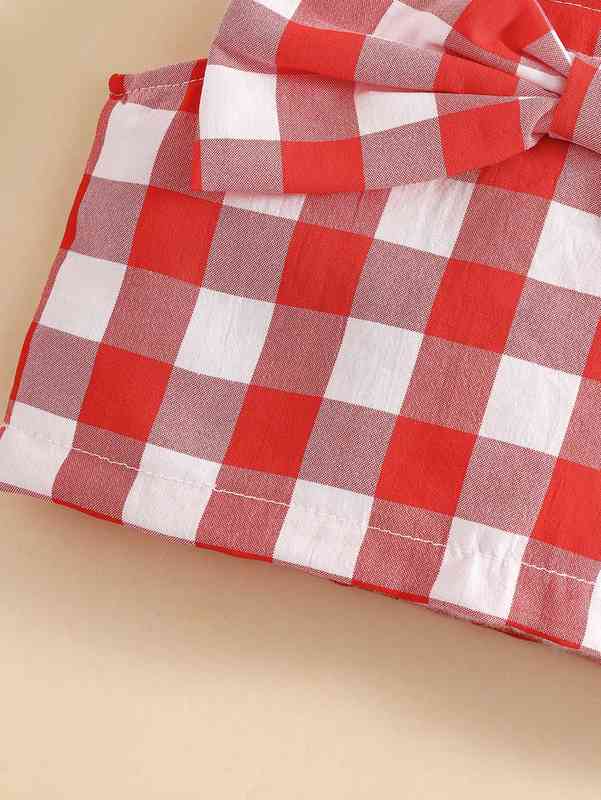 Baby Gingham Print Bow Front Cami Top & Flare Leg Pants SHE