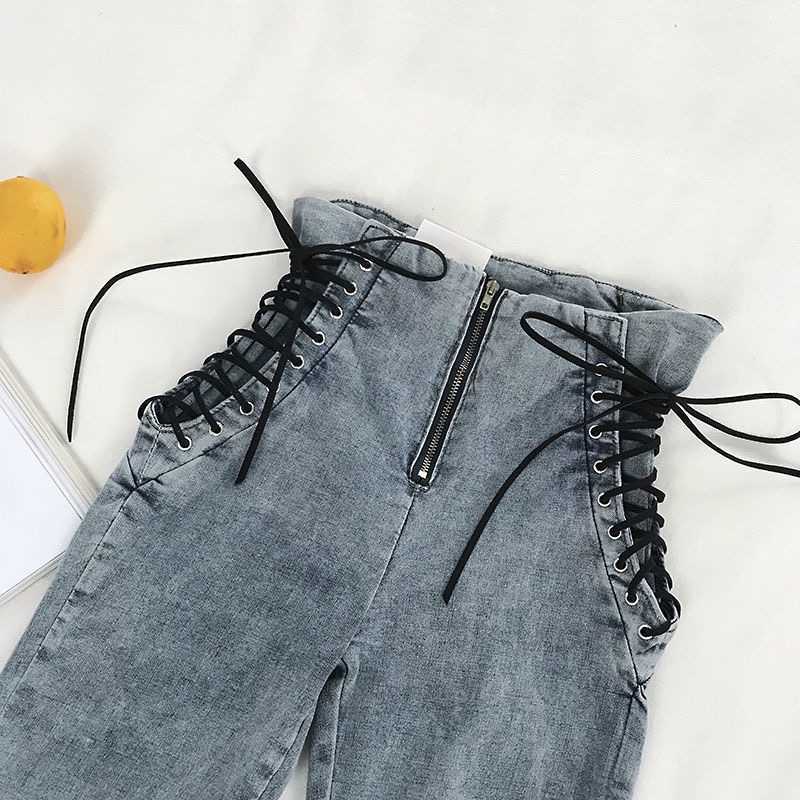 Jeans Female Denim Pants Lace up on side Womens plus siz 5XL Stretch High waist Feminino Skinny For Women Trousers 210922