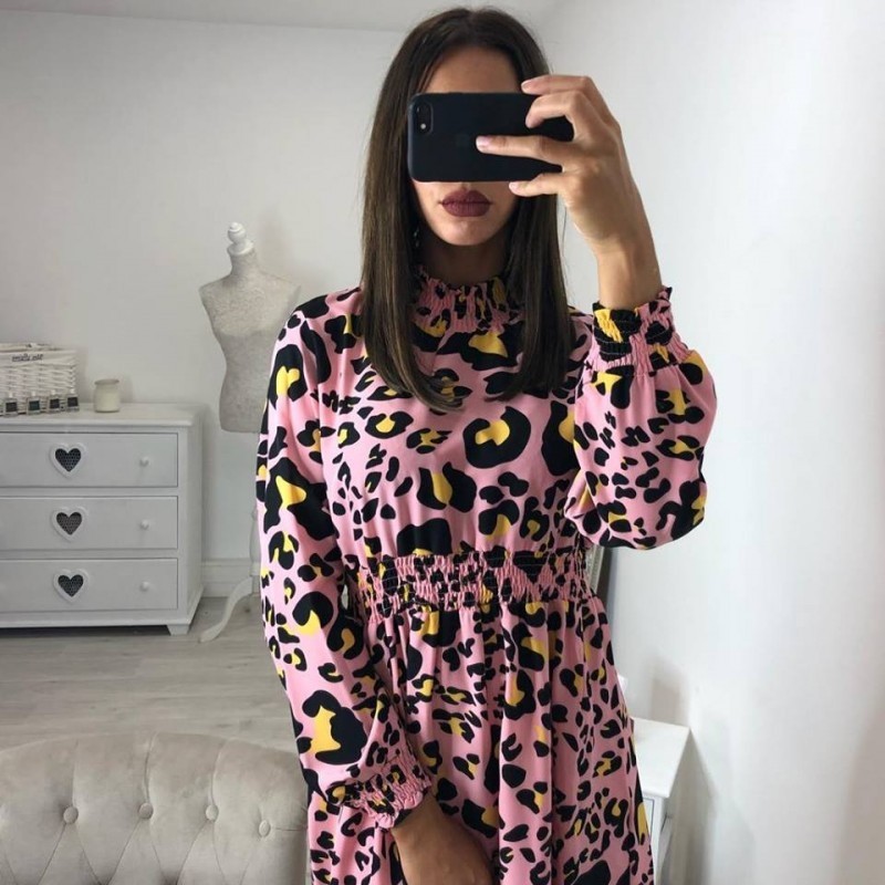 BEFORW Fashion Leopard Print Party Dresses Elegant vintage Polka Dot Dress Women Sexy Club Mini Dress Female Vestidos 210409