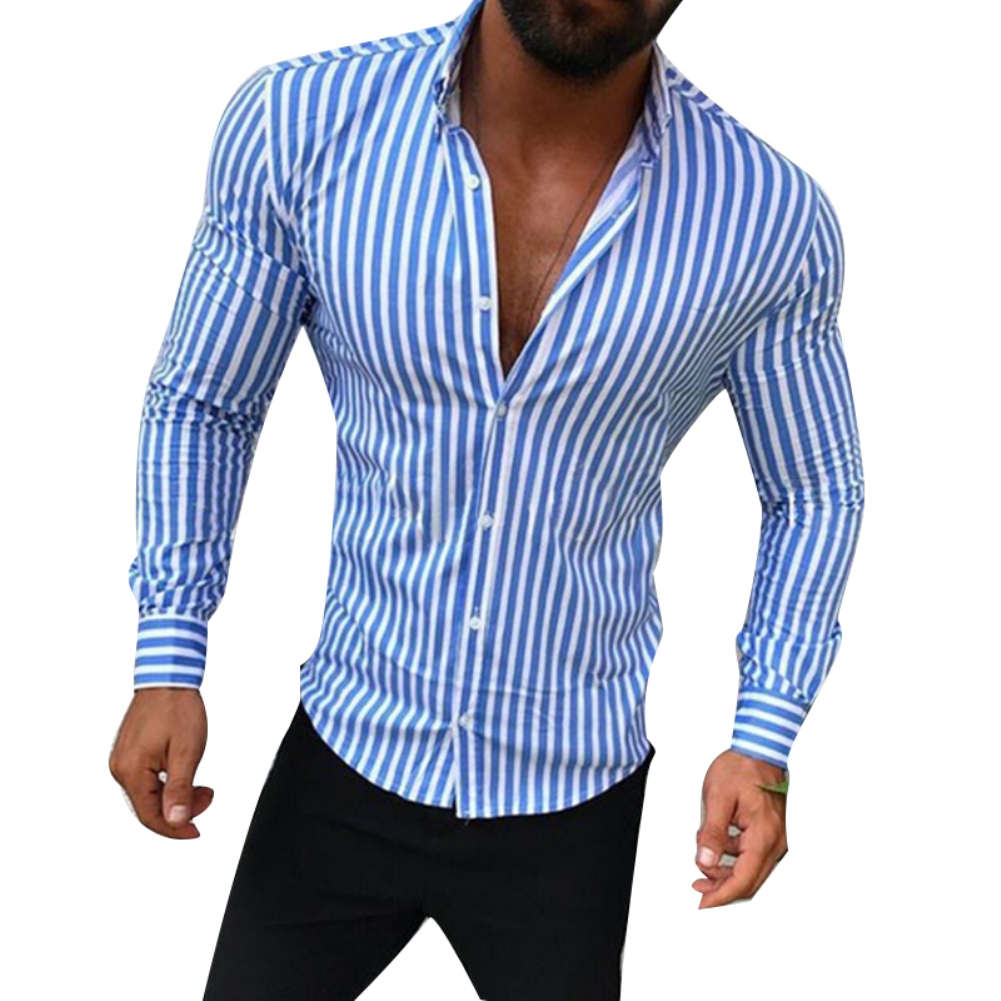 Casual Turn Down Collar Long Sleeve Vertical Stripes Buttons Tops Blouses Slim Mens Blouse Men Shirt, White;black
Casual Turn Down Collar Long Sleeve Vertical Stripes Buttons Tops Blouses Slim Mens Blouse Men Shirt, White;black