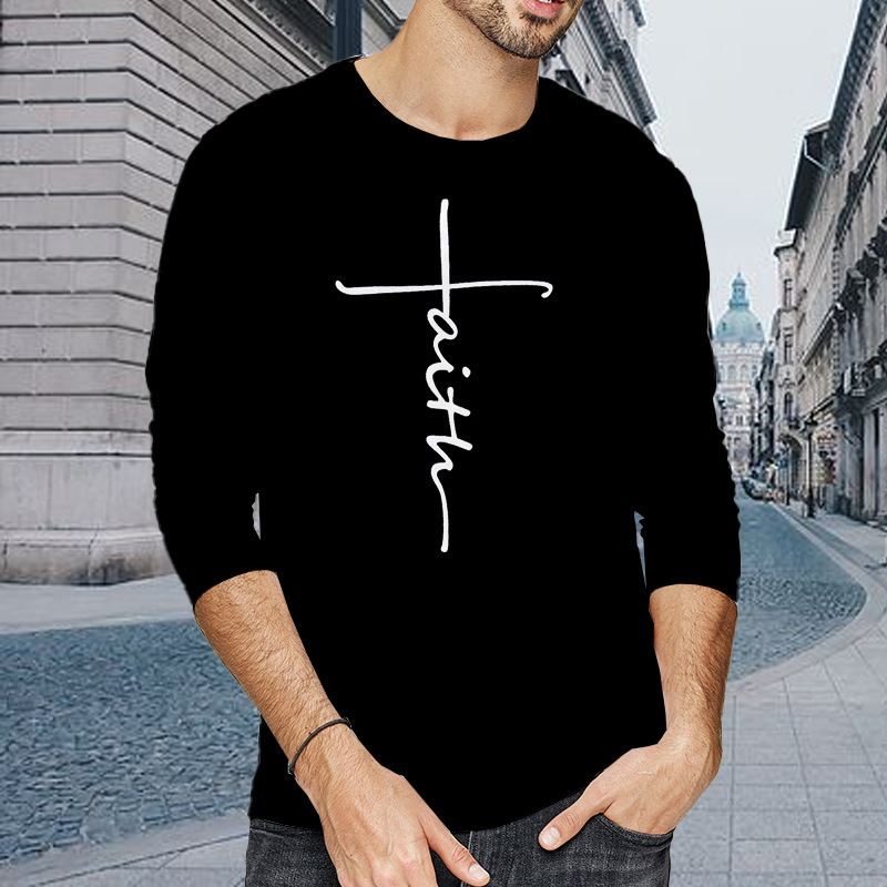 autumn winter new men's round neck long sve sweater trend cross t-shirt men's fashion brand, White;black 
autumn winter new men's round neck long sve sweater trend cross t-shirt men's fashion brand, White;black