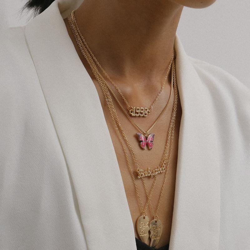 Chains Letter/Heart /Butterfly Pendants Necklace For Women Fashion Layered Chain Set On The Neck Jewelry 2022 Collar Gifts
Chains Letter/Heart /Butterfly Pendants Necklace For Women Fashion Layered Chain Set On The Neck Jewelry 2022 Collar Gifts
