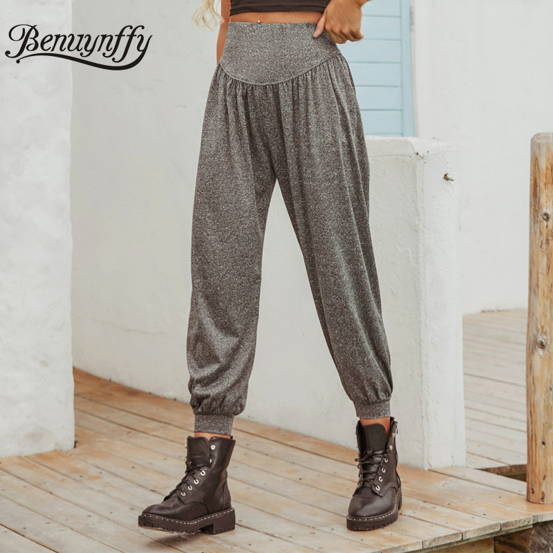 Solid Casual Workout Sweatpants Women Autumn Sports High Waist Pants Female Streetwear Korean Clothes Trousers 210510