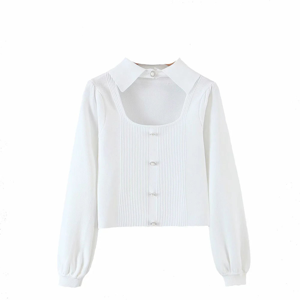 Women Streetwear Solid Color Lapel Hollowed Out Chest Sweater Female Single-Breasted Long Sleeve Short Cardigan Chic Top 210520, White
Women Streetwear Solid Color Lapel Hollowed Out Chest Sweater Female Single-Breasted Long Sleeve Short Cardigan Chic Top 210520, White