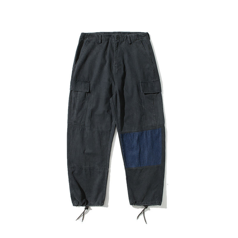 IEFB Spring Summer Contrast Color Loose Men's Straight Overalls Drawstring Bottom Workwear Trousers For Male 9Y6061 210524