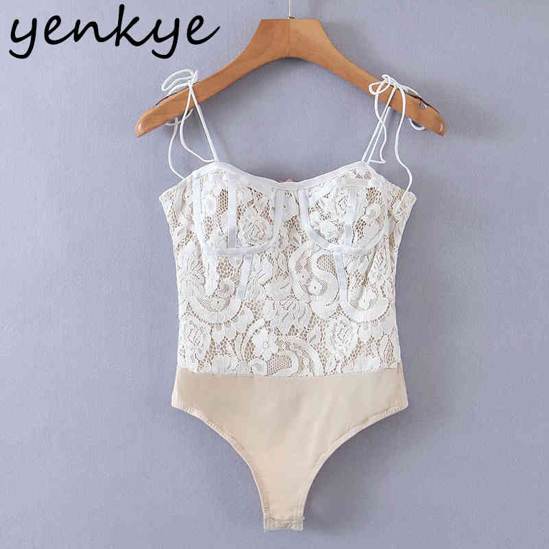 Fashion Lace Patchwork Sexy Bodysuit Women Summer Party Night Club Body Femme Lingerie Top 210430