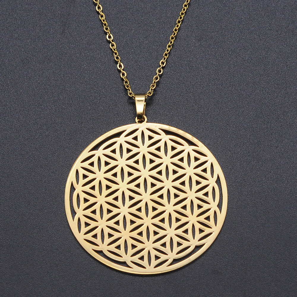 Vintage Flower Of Life Necklaces Women Pendent Aesthetic Stainless Steel Jewelry Gold Color Hollow Men Necklace Wicca 2021
Vintage Flower Of Life Necklaces Women Pendent Aesthetic Stainless Steel Jewelry Gold Color Hollow Men Necklace Wicca 2021