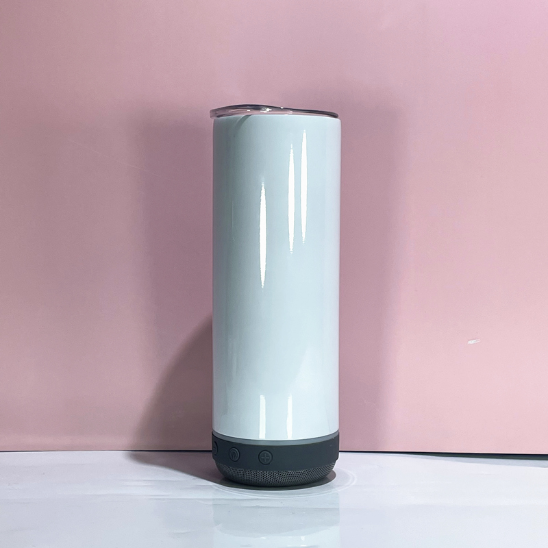US Local Warehouse 20oz Bluetooth Speaker Tumblers Straight Sublimation Skinny tumbler with wireless Mini Speaker stainless steel vacuum insulated mus