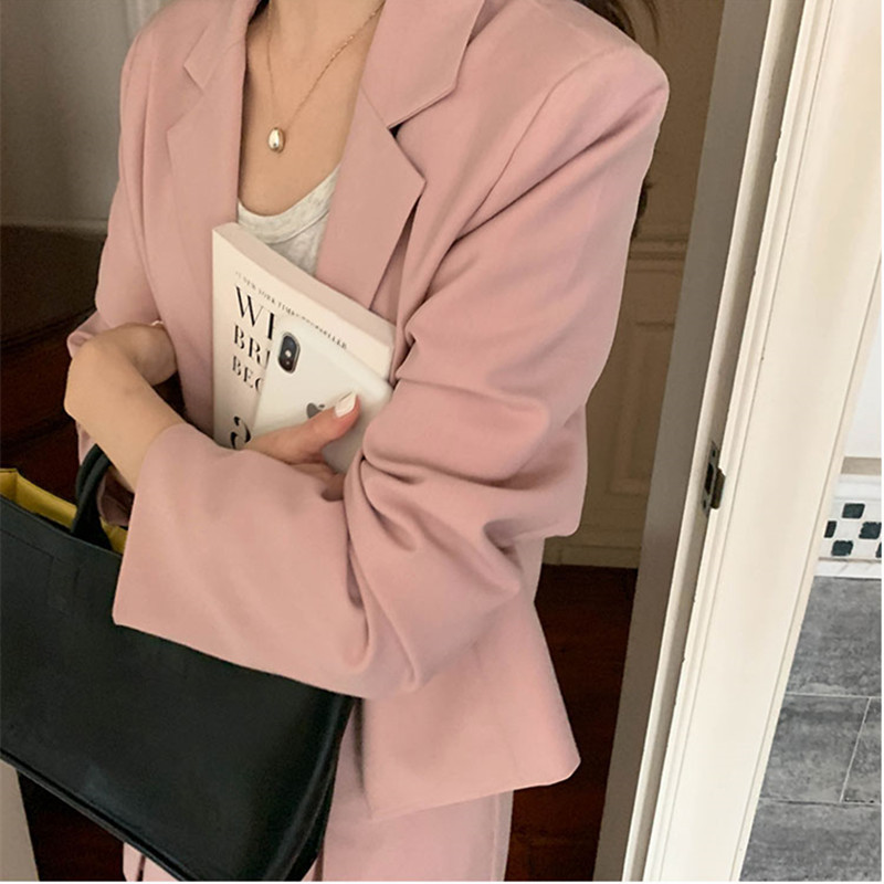 2pcs SM women Blazer Skirt set spring autumn Preppy style pink Green blazer+mini skirts two pieces Clothing set (X1875) 210423
