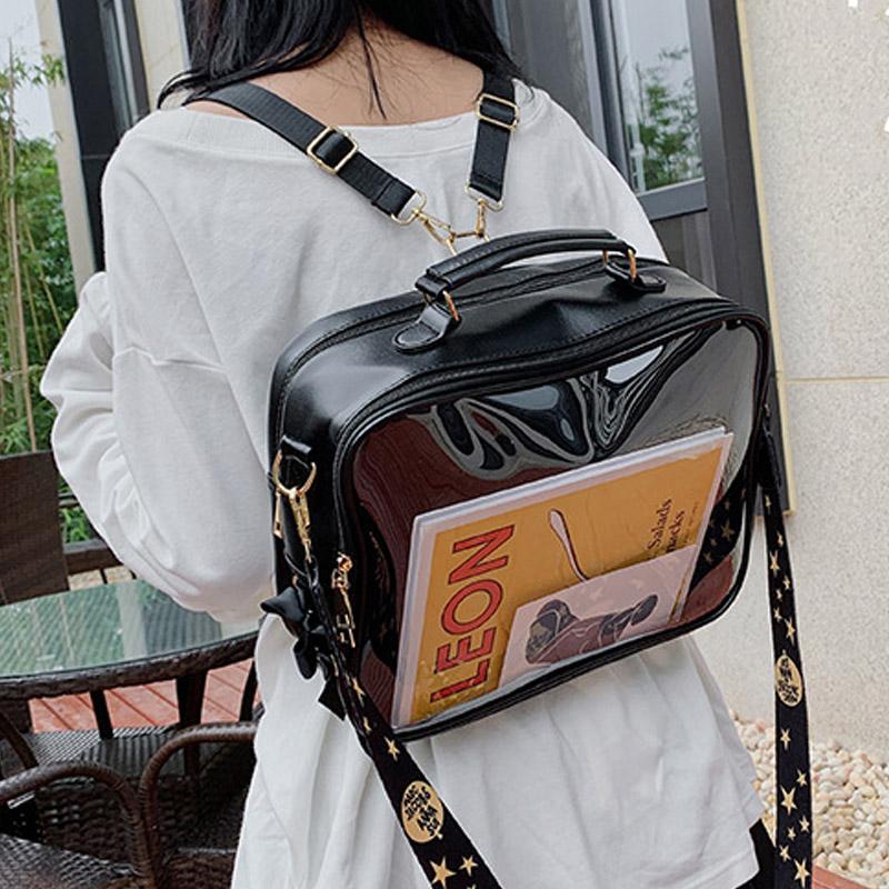 Backpack Black Ita Bag Cute Girls Clear Front Pocket Transparent Rucksack Sweet Shoulder Women Jelly Itabag Bagpack