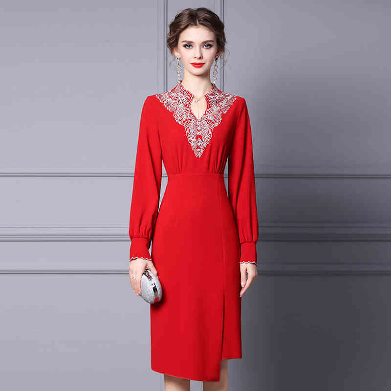 Casual Dresses Zhili Christmas Dress temperament foreign style autumn and winter red embroidery belly covering A-type skirt OJO4
Casual Dresses Zhili Christmas Dress temperament foreign style autumn and winter red embroidery belly covering A-type skirt OJO4