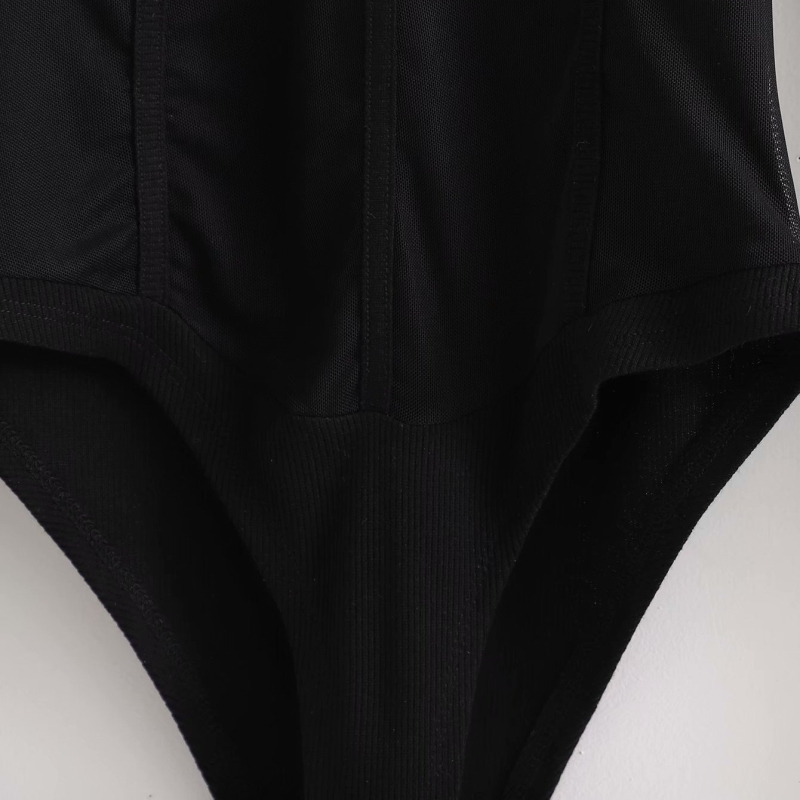 Sexy Woman Black Lace Patchwork Knitted Bodysuits Spring Fashion Ladies Slim Seethrough Bodysuit Female Elegant Tops 210515