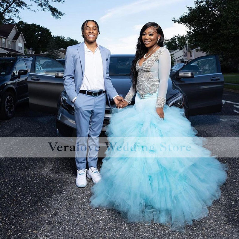 2K21 Ruffles SKirt Robe De Soiree African Mermaid Prom Dress Long Sleeves Appliques Beads Evening Party Gowns, Silver
2K21 Ruffles SKirt Robe De Soiree African Mermaid Prom Dress Long Sleeves Appliques Beads Evening Party Gowns, Silver