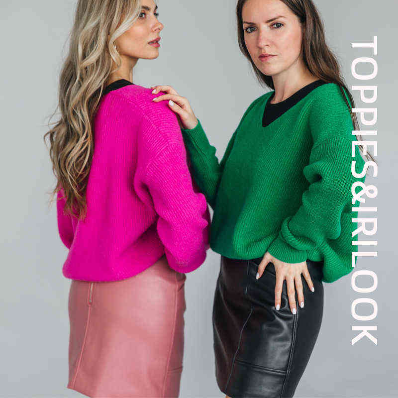 Toppies Sexy Deep v-neck Sweater Off Shoulder Sweater Green White Knitted Tops Korean Winter Clothes 211109
