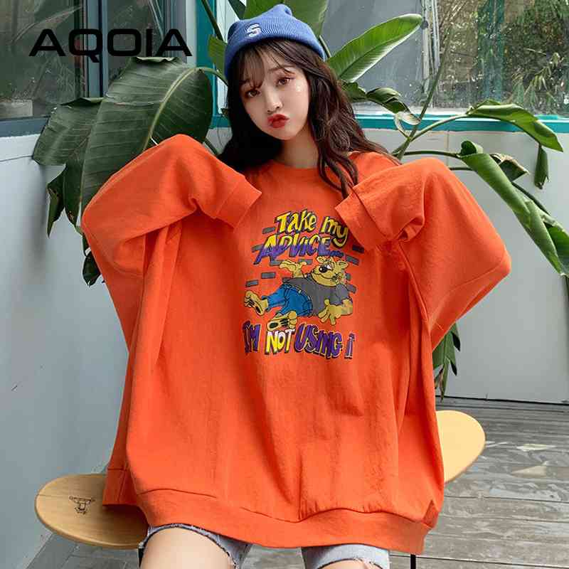 Autumn Harajuku Funny Cartoon Printing Loose Women Hoodies Plus Size thin Chic Sweatshirt Korean style sweatshirt oversize 210521, White
Autumn Harajuku Funny Cartoon Printing Loose Women Hoodies Plus Size thin Chic Sweatshirt Korean style sweatshirt oversize 210521, White