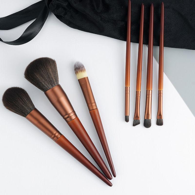 Makeup Brushes 7Pcs European Vintage Wood Handle Brush High Quality Loose Powder Blush Foundation Super Soft Theatre