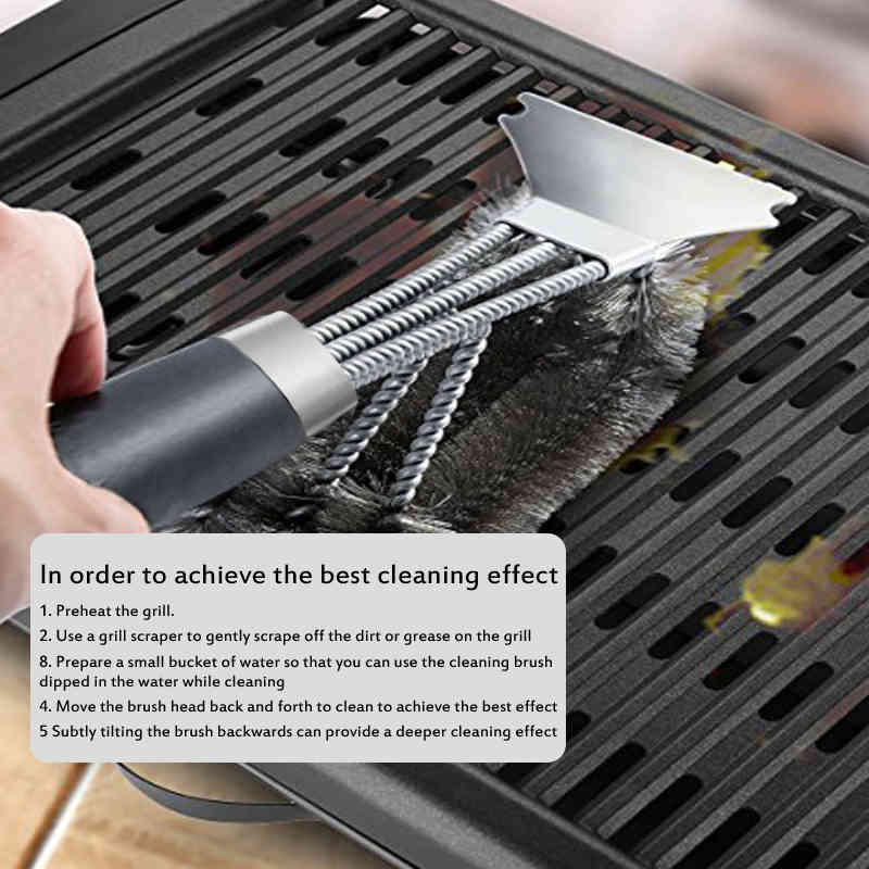 1PC Grill Cleaning Brush BBQ Tool Grill Brush 3 Stainless Steel Brushes In 1 Cleanin BBQ Accessories Best Cleaner Barbecue
